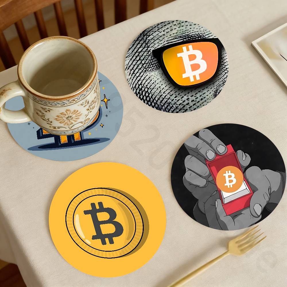 Bar Mat Rubber - Bitcoin Cryptocurrency Btc Wooden Cup Coaster