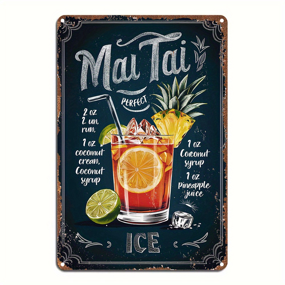 1pc Vintage Mai Tai Recipe Ing - огляд і ціна Home Bar Lounge